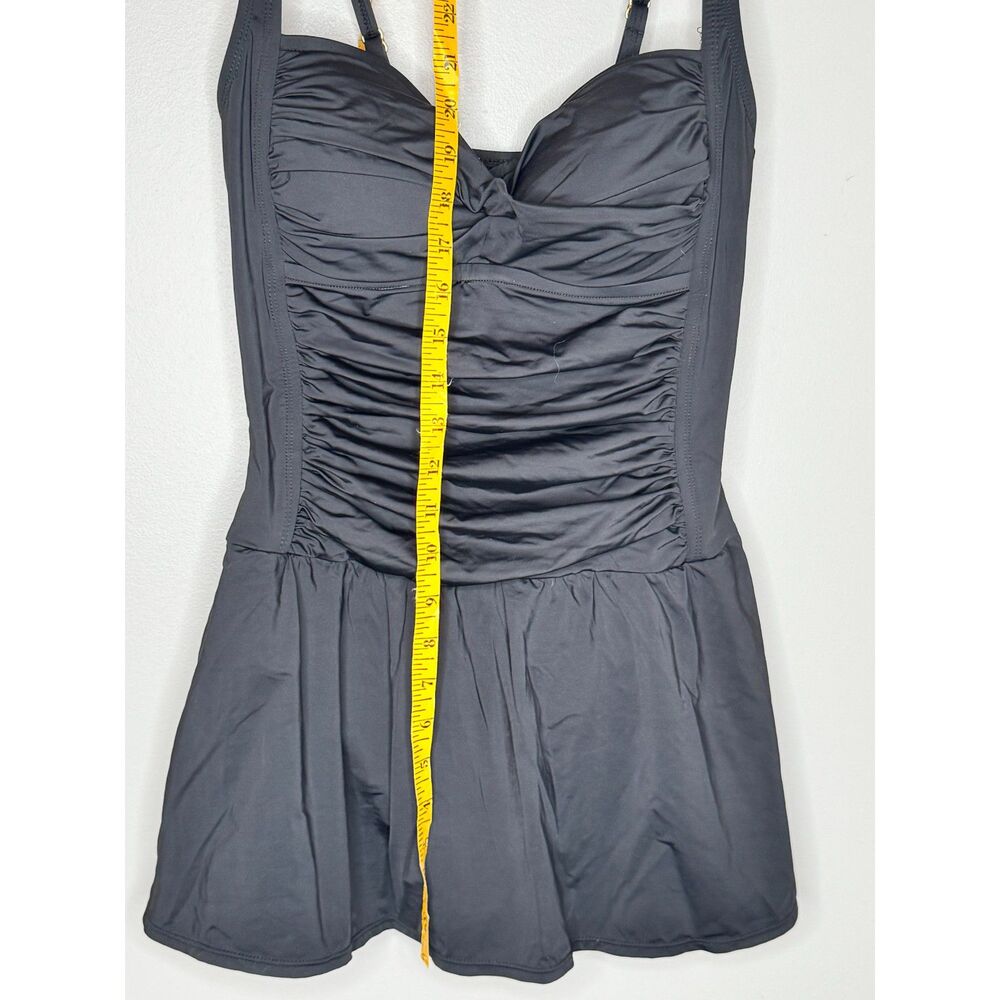 Rose Marie Reid Black Ruched Swim‎ Dress One Piece Swimsuit Pinup Skort Size M - Picture 6 of 8